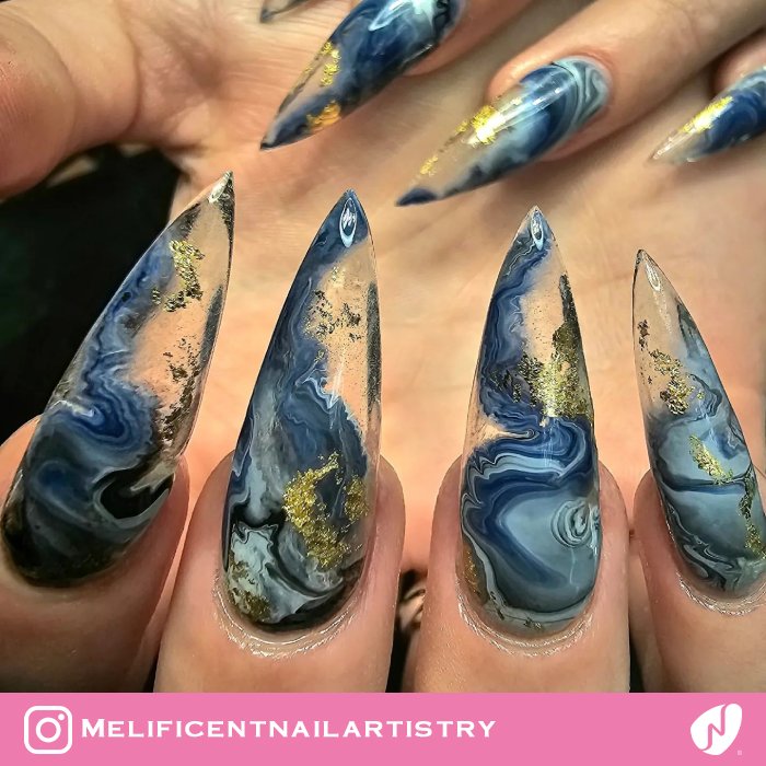 Stiletto Marble Glass Nails